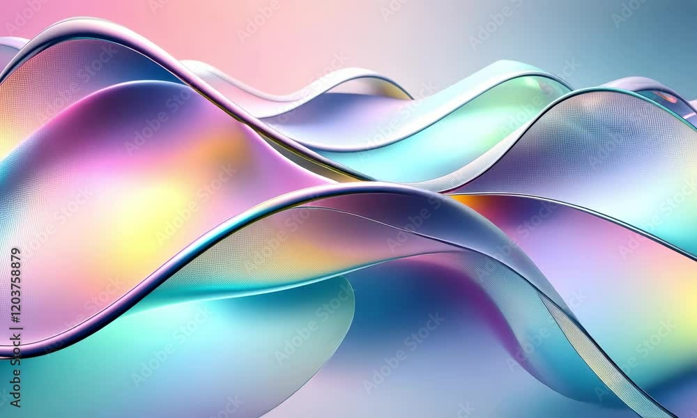 Poster vibrant abstract waves in soft pastels - fluid motion and colorful reflection for creative projects 