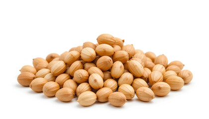 Pile of pine nuts in isolated white background
