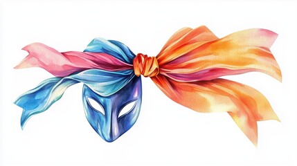 Fototapeta premium Watercolor Fashion Illustrations, Gift Wrapping Art, Festive Art Designs, Colorful Bow Illustrations, Ribbon and Bow Artwork