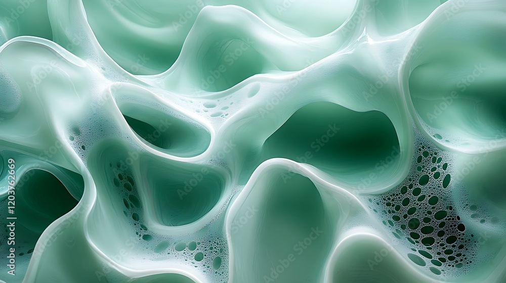 Poster abstract teal cellular structure: intricate, swirling patterns of a teal cellular structure, resembl
