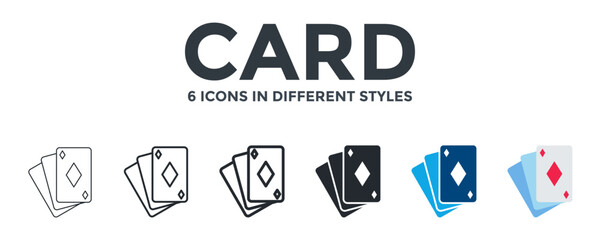 Card Icon In Different Style Vector Illustration. Designed In Thin Line, Regular Line, Bold Line, Glyph, Color Fill, And Flat Style Can Be Used For Web