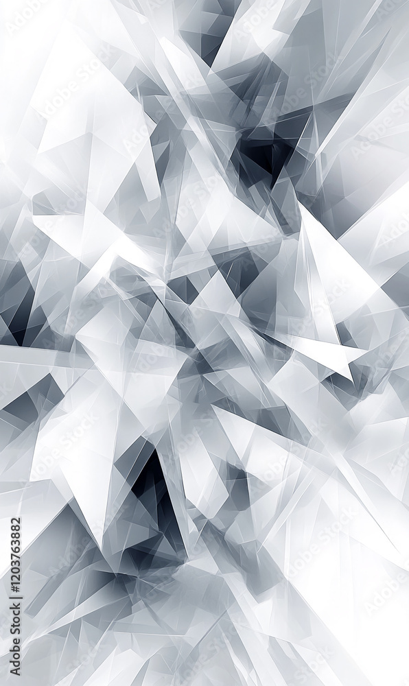 Poster abstract geometric pattern with transparent triangular shapes in grey and white tones