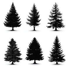 Obraz premium silhouettes of pine trees on white