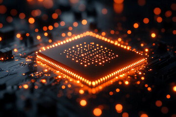 Holographic Semiconductor: A Futuristic Vision of Next-Gen Computing with Glowing Chip, Data Streams, and Digital Matrix in a Mesmerizing Holographic Display