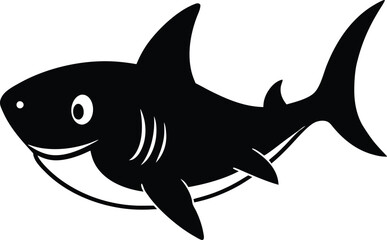 A cute baby Shark silhouette illustration