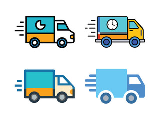 essentials, truck, fast, delivery, icon, Fast moving shipping delivery truck line art vector icon for transportation apps and websites