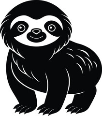 A cute baby Sloth silhouette illustration