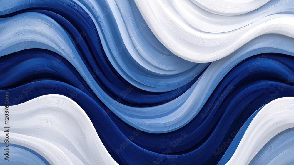 Poster abstract blue and white wave pattern with curved lines and textures