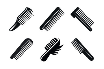 Collection of Black and White Hair Comb Icons