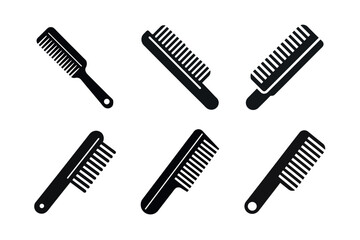 Collection of Black and White Hair Comb Icons