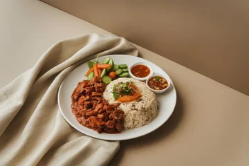 Savory Stew Rice Dish with Sauces and Vegetables © Media Srock