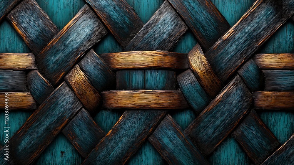 Poster intertwined textures: a mesmerizing abstract pattern emerges from the interplay of teal and copper w