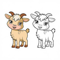 Obraz premium Cute Goat Coloring Page for kids