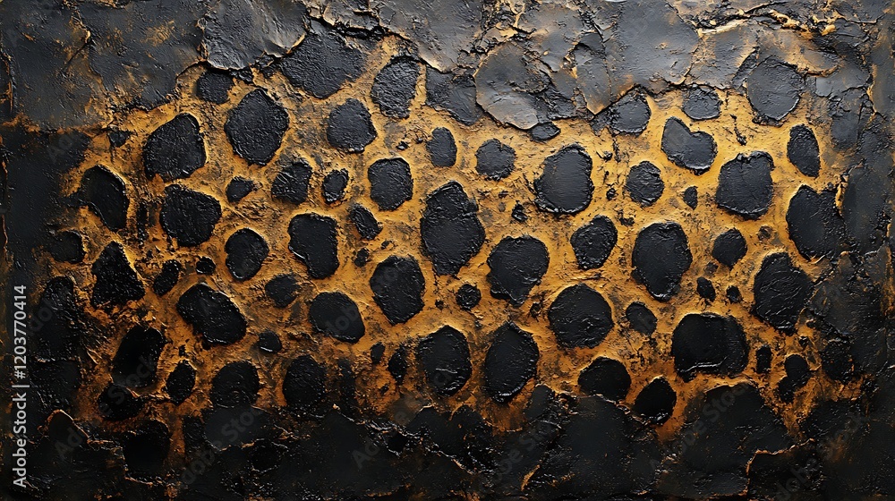 Poster abstract texture: black gold: a dramatic abstract artwork featuring a textured surface of deep black
