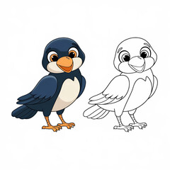 Fototapeta premium Cute Cartoon Bird coloring page
