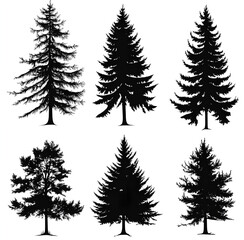 Obraz premium silhouettes of pine trees on white
