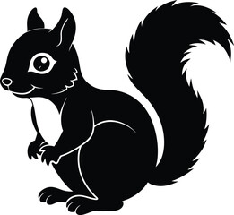 A cute baby Squirrel silhouette illustration