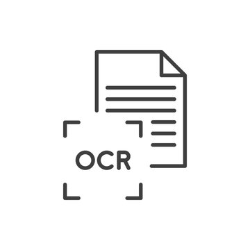 Optical character recognition icon. Simple outline style. OCR, text, image, type, machine, encoded, digital, document scan symbol concept. Vector illustration isolated. SVG