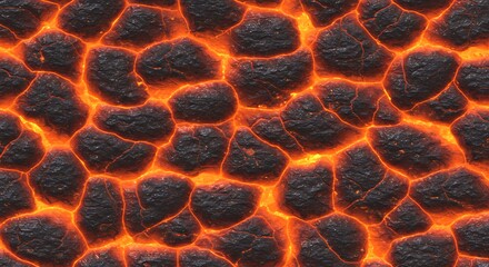 Glowing Lava Rock Texture Seamless Pattern Design

