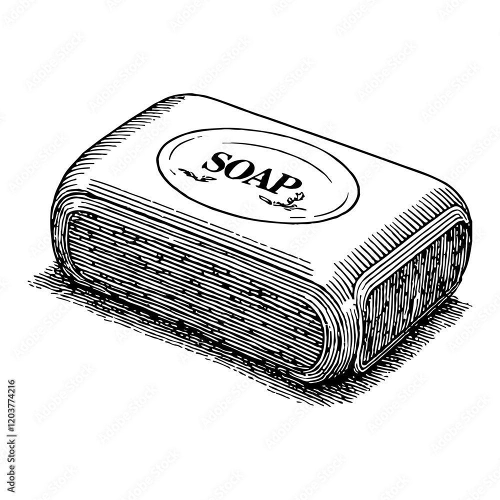 Canvas Prints soap bar with top view label and detailed black and white outline line art drawing