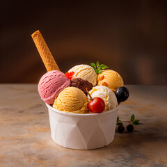 ice cream with fruits