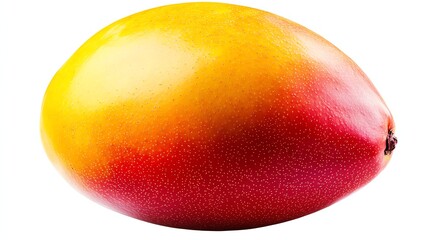 Obraz premium A ripe mango clipart, exotic fruit, digital illustration, vibrant yellow and orange, isolated on white background