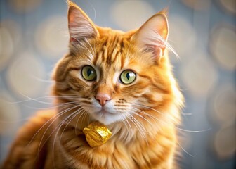 Fototapeta premium Lucky Cat: Golden Wealth & Fortune, Adorable Feline Bringing Riches