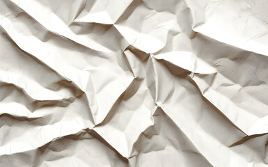 Obraz premium Crumpled White Paper Texture Background: Abstract Wrinkled Sheet, Rough Surface, Macro Close-Up, Art & Design, High-Resolution Detail Image