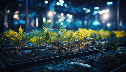 Scientific exploration of plants and DNA in an advanced laboratory.