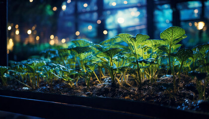 A modern laboratory focused on plant research, environmental science.