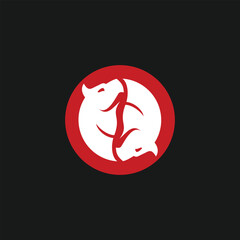 two horses logo design yin and yang concept