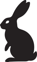 Rabbit Silhouette in Sitting Pose - Minimalist Vector Illustration
