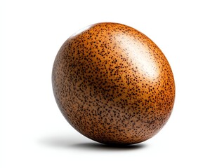 A sapodilla with its smooth brown surface, hyperrealistic, isolated on white background
