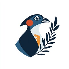 Obraz premium Stylized bird portrait with laurel wreath