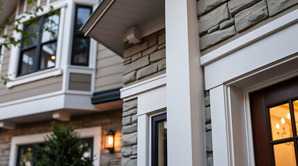 Elegant Home Exterior: Modern Architecture, Stone Facade, and Classic Design