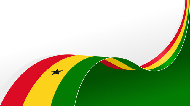 Waving ribbon with flag of Ghana. for independence day poster design