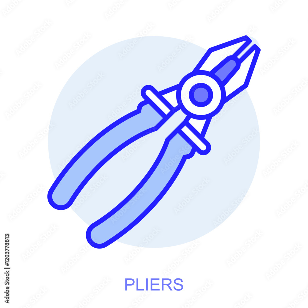 Poster industrial web icon in line style for web and mobile app. symbol of a pliers. vector illustration