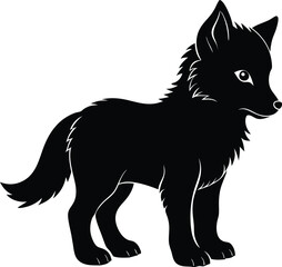 A cute baby Wolf a silhouette illustration