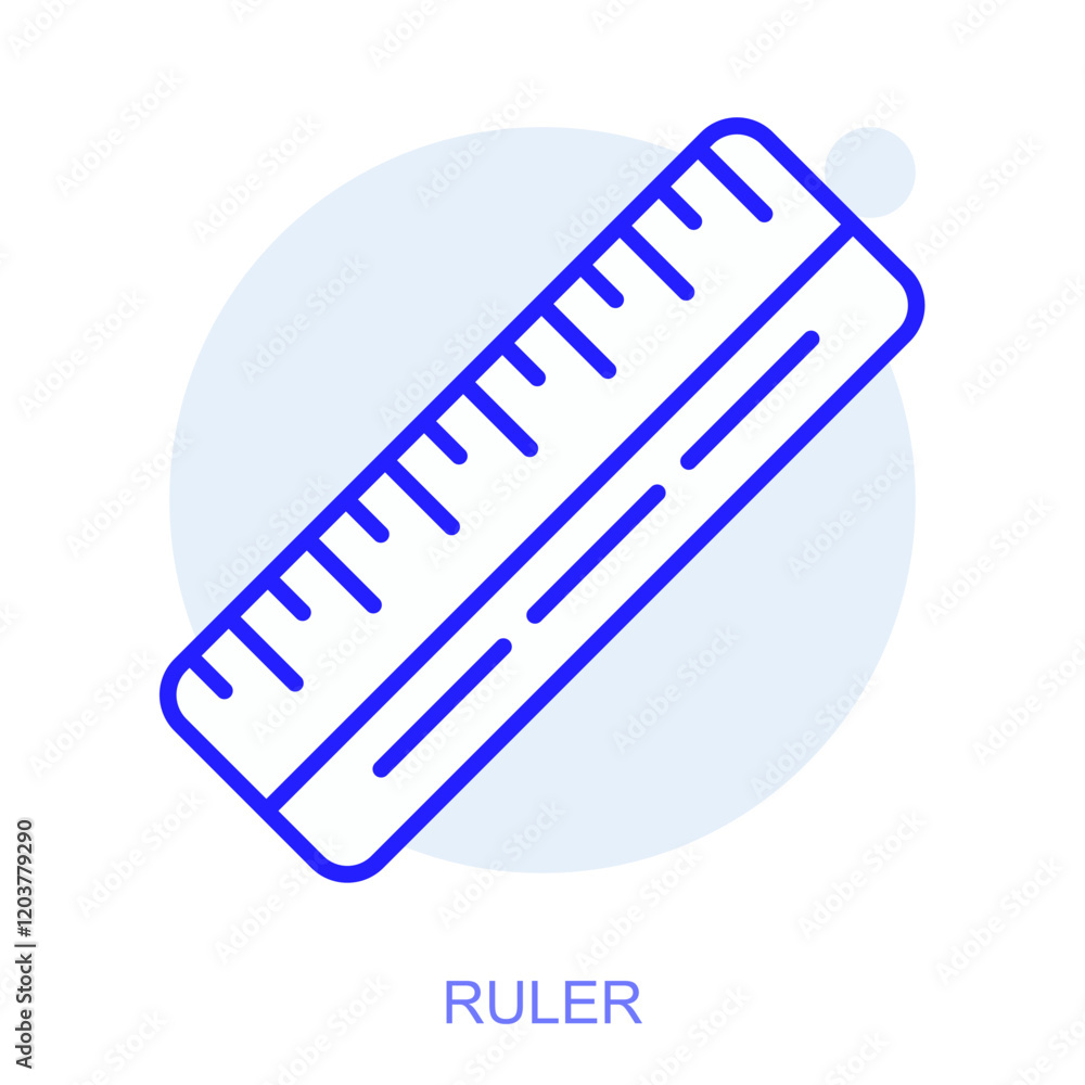 Poster industrial web icon in line style for web and mobile app. symbol of a ruler. vector illustration