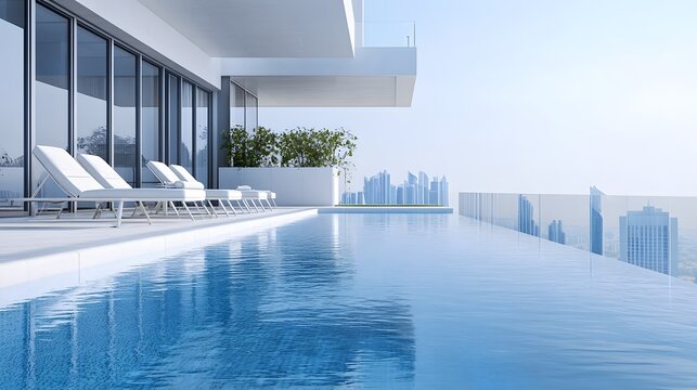 A luxury penthouse with a rooftop infinity pool and 360-degree views of Dubais skyline.