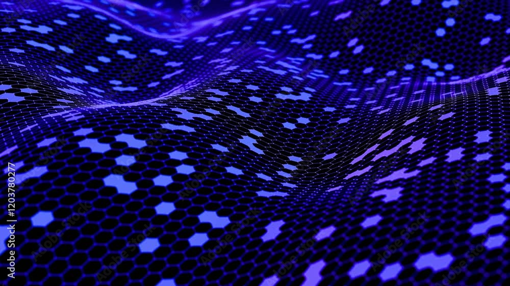 Poster futuristic hexagonal grid pattern with blue and black tones