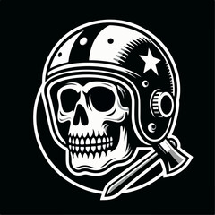 vector illustration of a skull with a helmet
