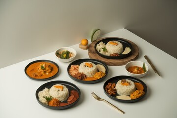 Delicious Indian Cuisine Rice Dishes Served Beautifully