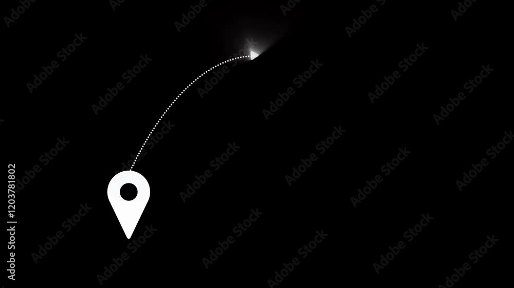 Poster gps navigator pin with location icon and arrows. location pin with direction arrow animation.