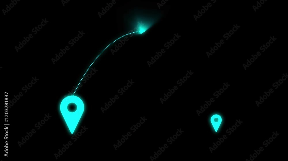 Poster gps navigator pin with location icon and arrows. location pin with direction arrow animation.