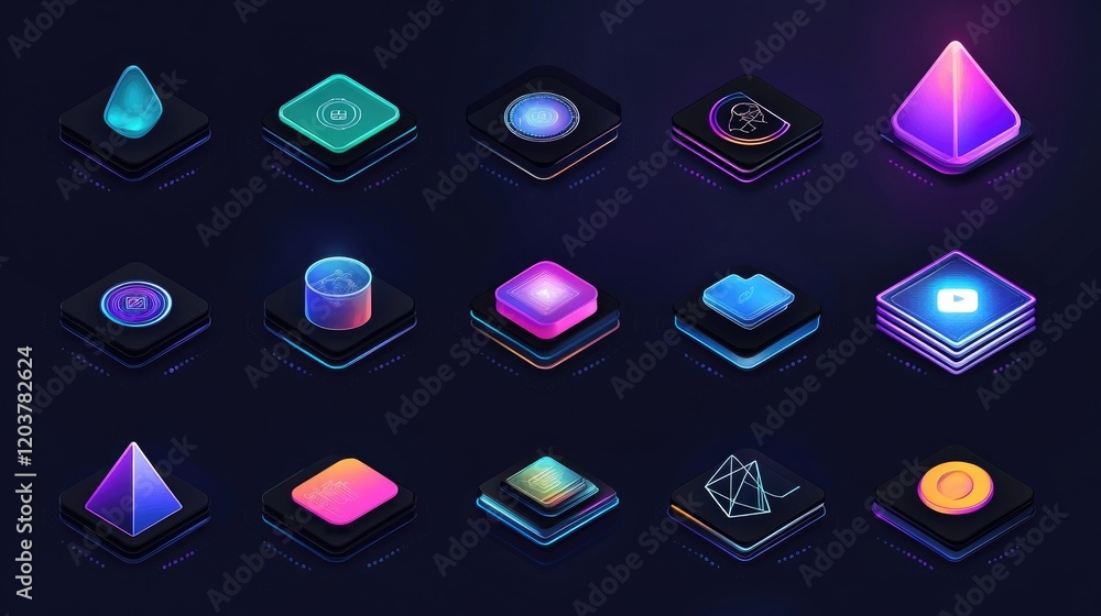 Poster Abstract AI icons floating above a dataset grid, representing augmented variations.