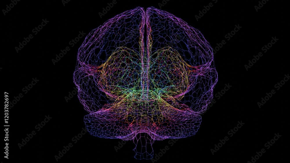 Aufkleber abstract digital brain wireframe with multicolor gradient