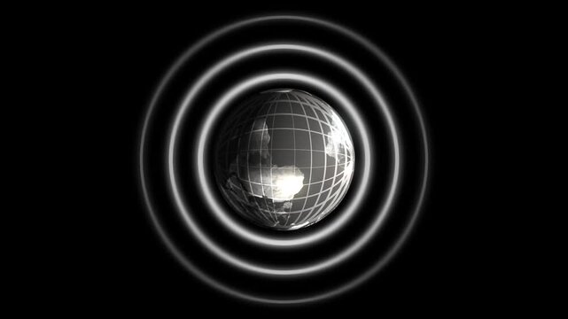 Global communication network. globe with dot connect concept Environmental Big data connection technology. Global icon with radio waves. 4k video.