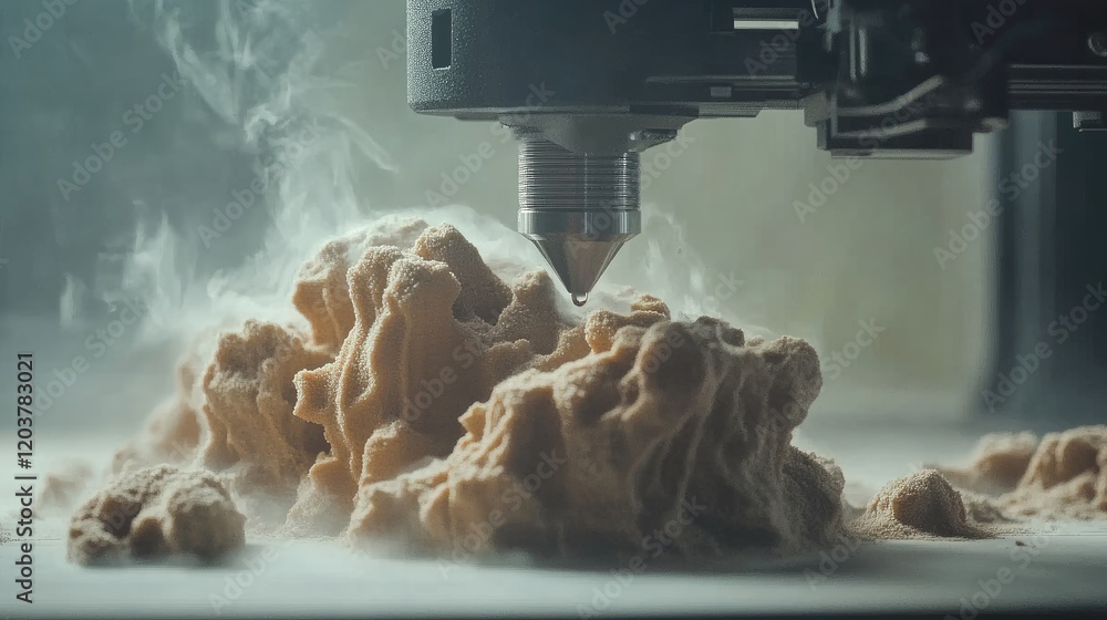 Aufkleber a d printer nozzle accurately depositing material layer by layer.