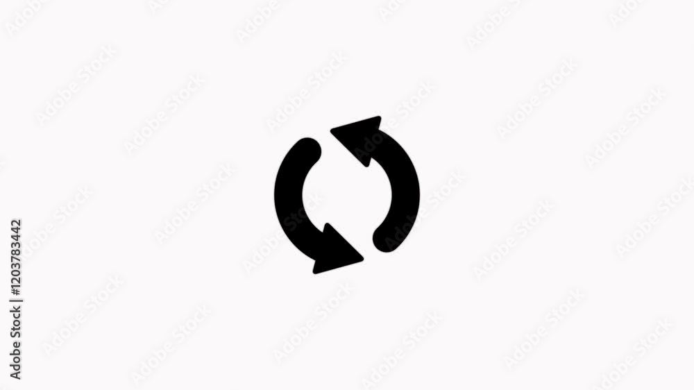 Poster neon line refresh arrow icon on black background.bright color recycling icon animation with black ba
